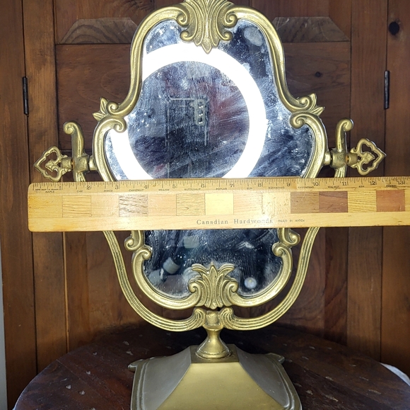 Vintage Brass Ornate Vanity Mirror - Picture 13 of 15